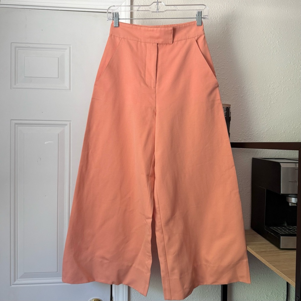 STAUD peach orange wide barrel balloon leg cropped pants